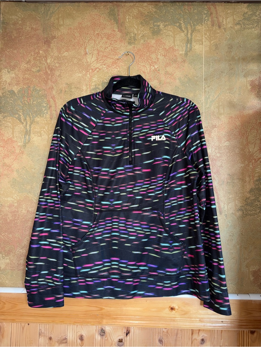 Fila | Black Printed Half Zip Longsleeve